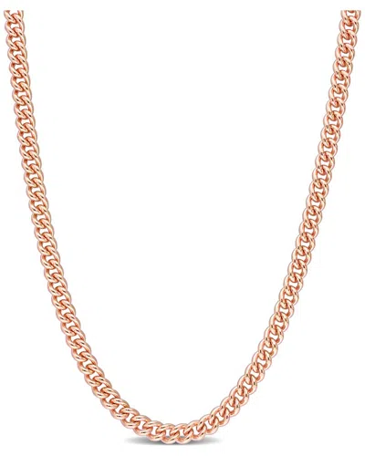 Italian Silver 18k Rose Gold Over  Curb Link Chain Necklace In Metallic