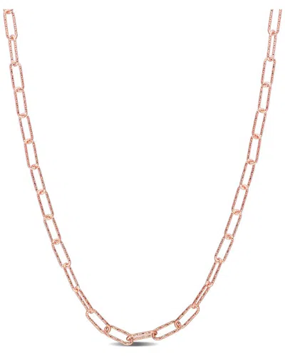 Italian Silver 18k Rose Gold Over  Fancy Paperclip Chain Necklace In Metallic