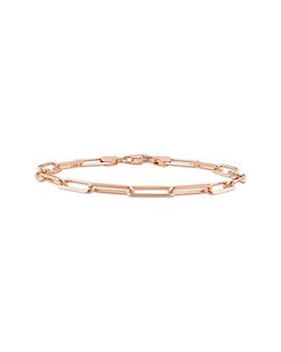 Italian Silver 18k Rose Gold Over  Paperclip Chain Bracelet