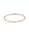 Italian Silver 18k Rose Gold Over  Paperclip Chain Bracelet