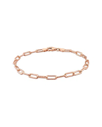 Italian Silver 18k Rose Gold Over  Paperclip Chain Bracelet