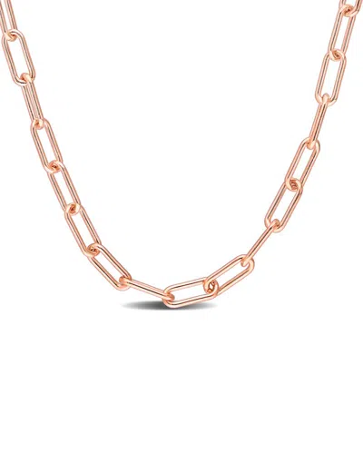 Italian Silver 18k Rose Gold Over  Paperclip Chain Necklace
