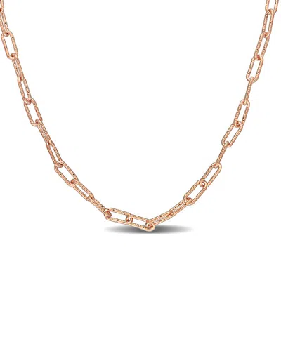 Italian Silver 18k Rose Gold Over  Paperclip Chain Necklace