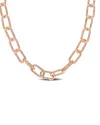 Italian Silver 18k Rose Gold Over  Paperclip Chain Necklace