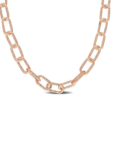 Italian Silver 18k Rose Gold Over  Paperclip Chain Necklace