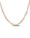 Italian Silver 18k Rose Gold Over  Paperclip Chain Necklace