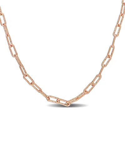 Italian Silver 18k Rose Gold Over  Paperclip Chain Necklace