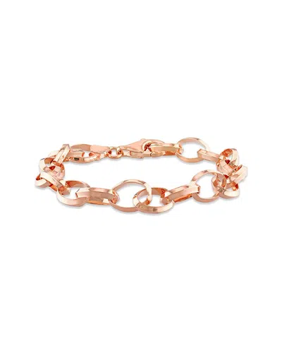 Italian Silver 18k Rose Gold Over  Rolo Chain Bracelet