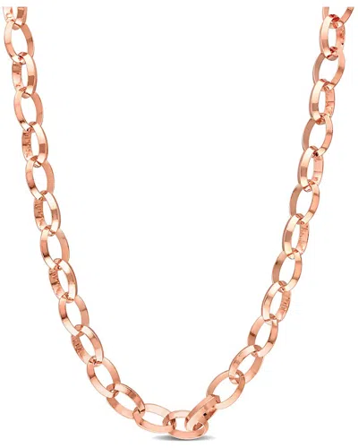 Italian Silver 18k Rose Gold Over  Rolo Chain Necklace In Metallic