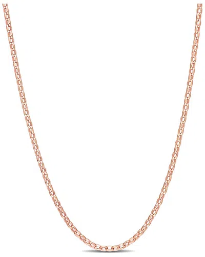 Italian Silver 18k Rose Gold Over  Rolo Chain Necklace In Metallic