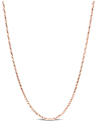 Italian Silver 18k Rose Gold Over  Snake Chain Necklace In Metallic