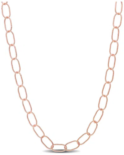 Italian Silver 18k Rose Gold Over  Twisted Rolo Chain Necklace In Metallic