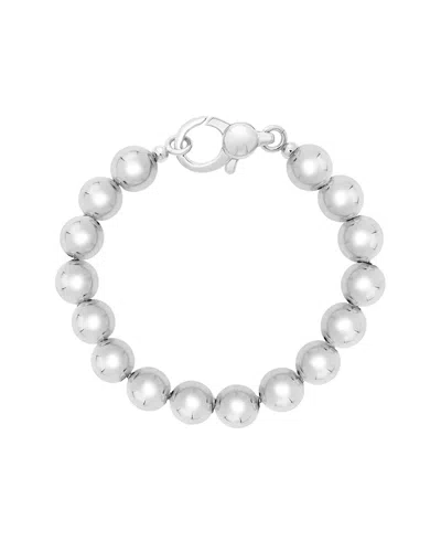 Italian Silver Bead Bracelet In Metallic
