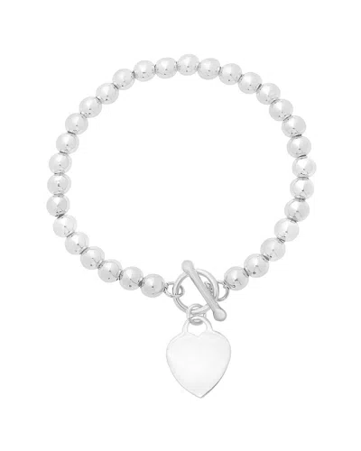 Italian Silver Bead Toggle Bracelet In Metallic