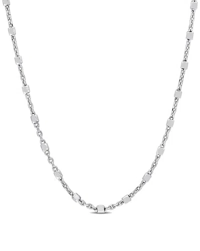 Italian Silver Beaded Chain Necklace In Metallic