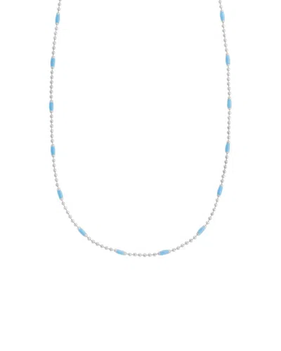 Italian Silver Blue Enamel Station Bead Chain Agc19278-18