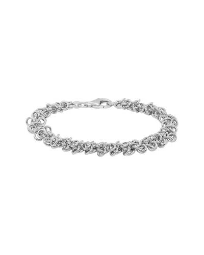 Italian Silver Chain Links Bracelet In White