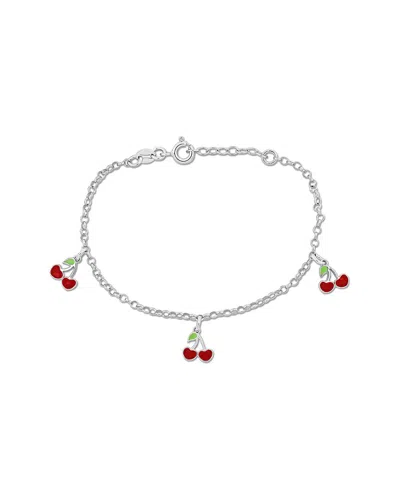 ITALIAN SILVER ITALIAN SILVER CHERRY CHARM BRACELET