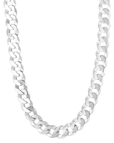 Italian Silver Comfort Curb Chain Necklace In Metallic