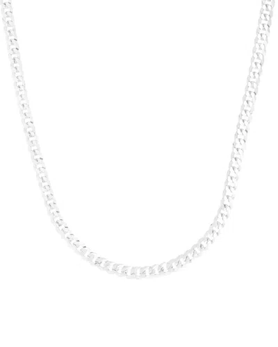Italian Silver Comfort Curb Chain Necklace In Metallic