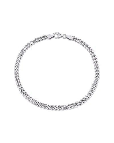 Italian Silver Curb Link Chain Bracelet In Gray