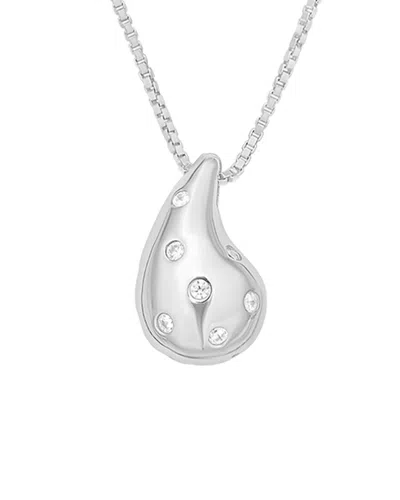 Italian Silver Silver Cz Drop Necklace In White
