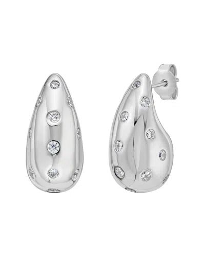 Italian Silver Silver Cz Drops Earrings In Metallic