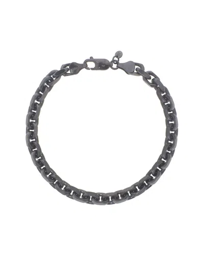 Italian Silver Fancy Chain Bracelet In Black