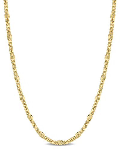Italian Silver Fancy Curb Link Necklace In Gold
