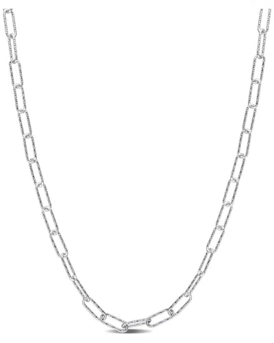 Italian Silver Fancy Paperclip Chain Necklace In Green
