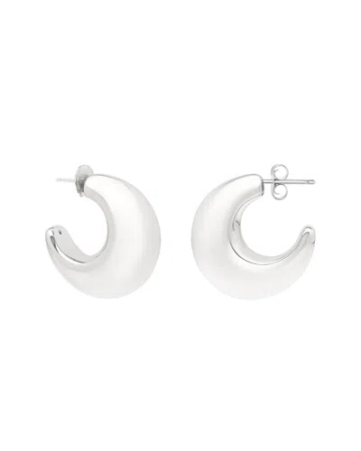 Italian Silver Half Moon Puffed Earrings In White