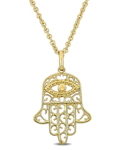 Italian Silver Hamsa Pendant In Gold