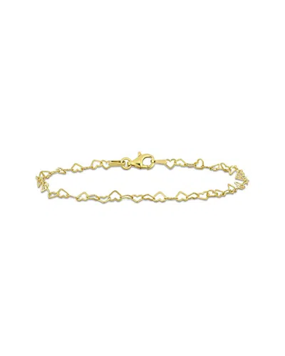 Italian Silver Heart Link Bracelet In Gold