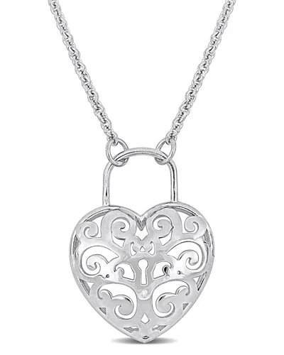 Italian Silver Heart Lock Pendant