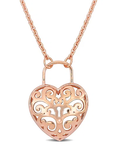 Italian Silver Heart Lock Pendant In Gold