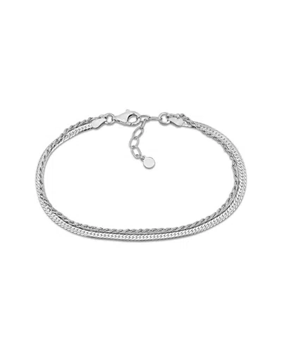 ITALIAN SILVER ITALIAN SILVER HERRINGBONE & ROPE CHAIN BRACELET