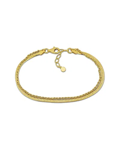Italian Silver Herringbone & Rope Chain Bracelet