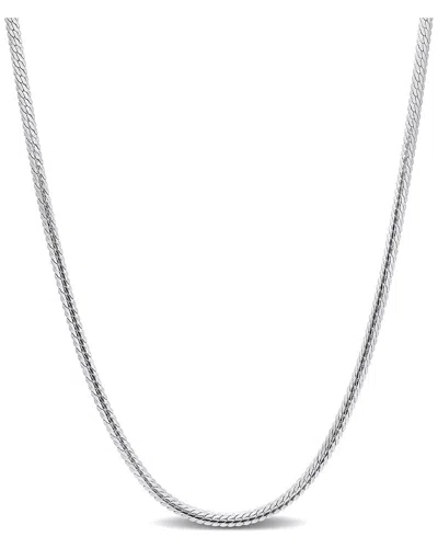 Italian Silver Herringbone Chain Necklace In Metallic