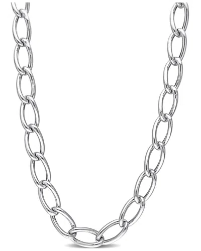 Italian Silver Hollow Link Chain Necklace