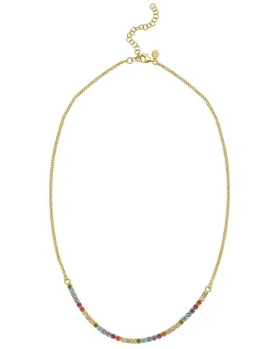 Italian Silver Italian Gold Gold Over Silver Rainbow Cz Tennis Necklace