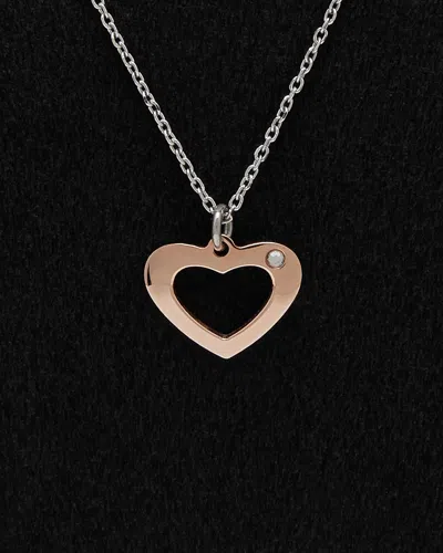 Italian Silver Italian Gold Over Silver Crystal Heart Necklace