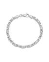 Italian Silver Italian Gold Silver 4.6mm Solid Round Byzantine Chain Bracelet In Metallic