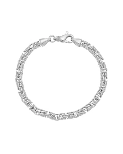 ITALIAN SILVER ITALIAN GOLD SILVER 4.6MM SOLID ROUND BYZANTINE CHAIN BRACELET