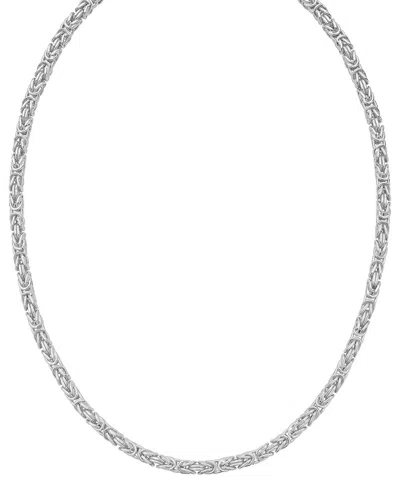Italian Silver Italian Gold Silver 4.8mm Square Byzantine Chain Necklace In Metallic