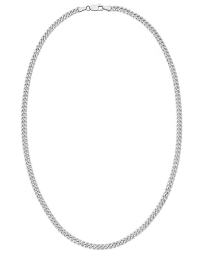 Italian Silver Italian Gold Silver 5.3mm Puffed Miami Cuban Necklace In Metallic