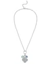 Italian Silver Italian Gold Silver Cz & Clover Charms Necklace In Metallic