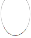 Italian Silver Italian Gold Silver Rainbow Cz Tennis Necklace In Metallic