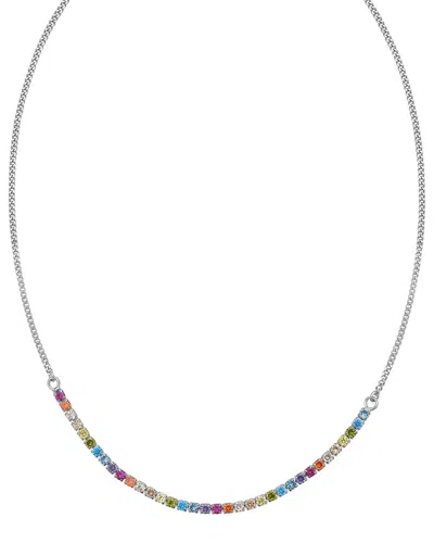 ITALIAN SILVER ITALIAN GOLD SILVER RAINBOW CZ TENNIS NECKLACE