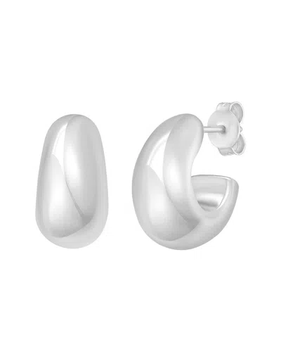 Italian Silver Italian Gold Silver Sculpted Puff Hoop Earrings In Metallic