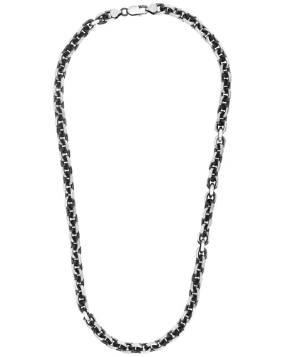 Italian Silver Large Cable Link Necklace In Black